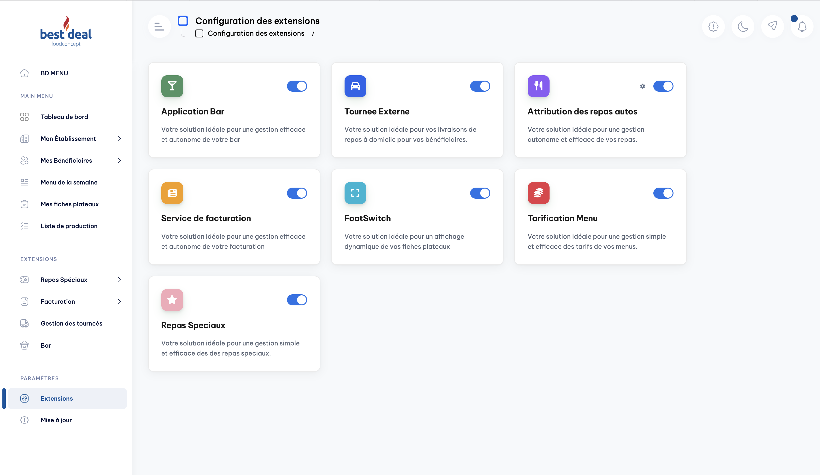 BD Menu Application Interface 3