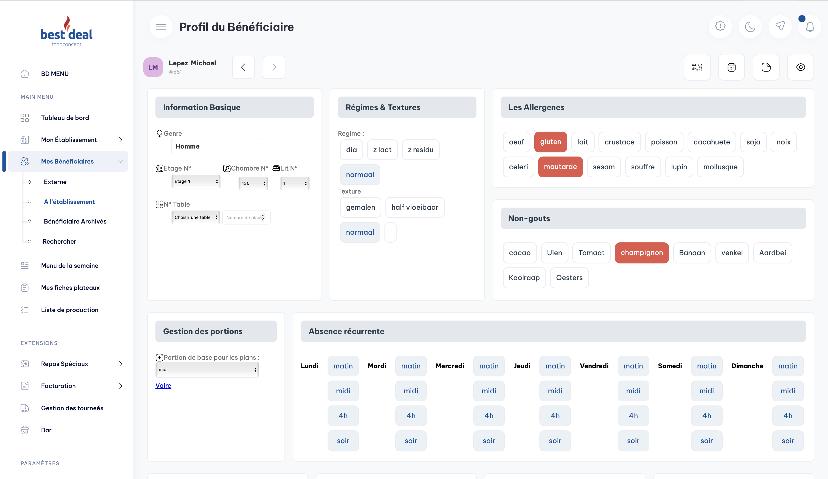 BD Menu Application Interface 3