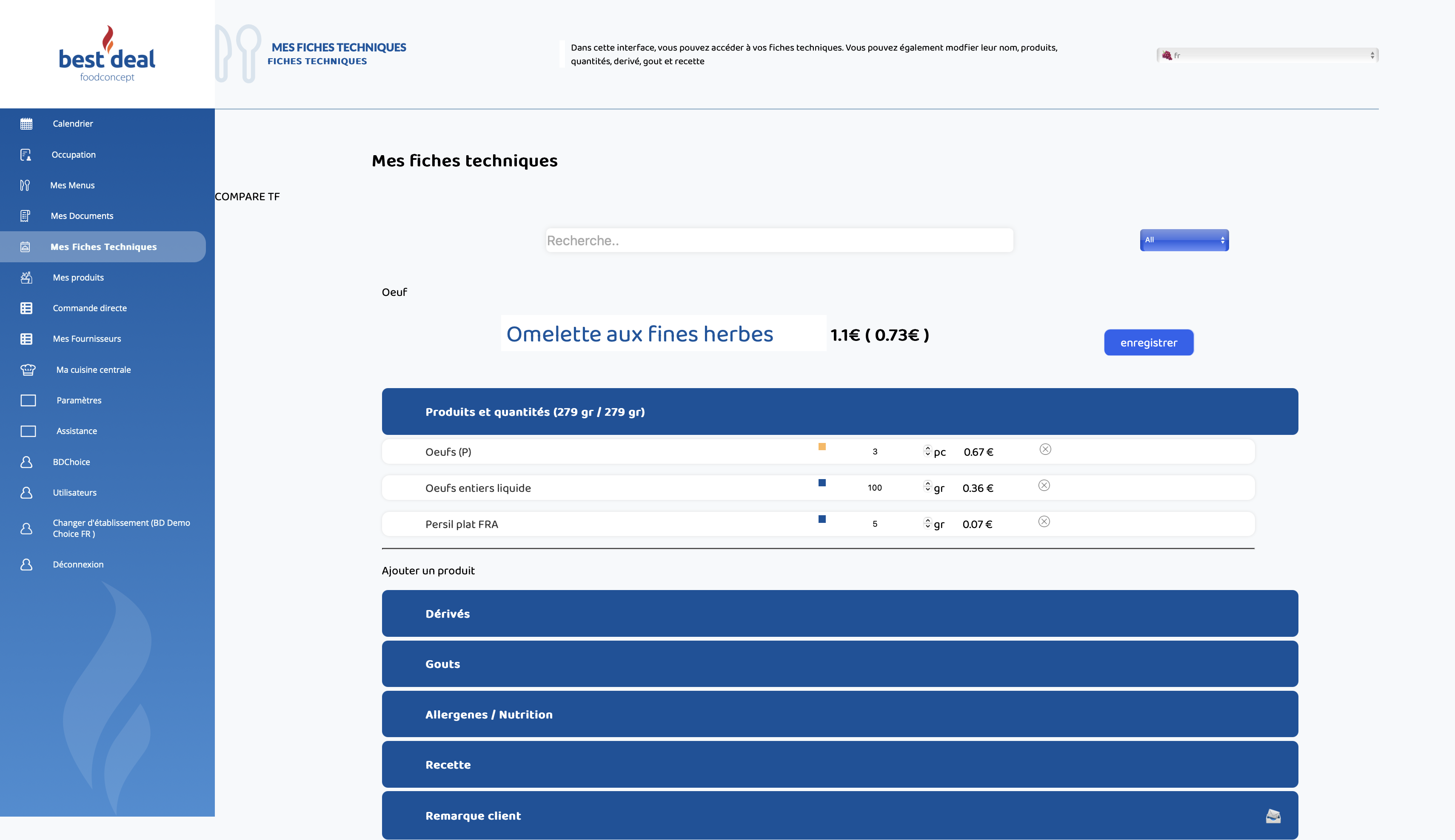 BD Menu Application Interface 4